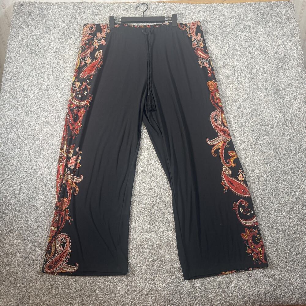 Susan Graver Dress Pants XLP 40x27 Paisley Palazzo Boho Eclectic Retro 70s
